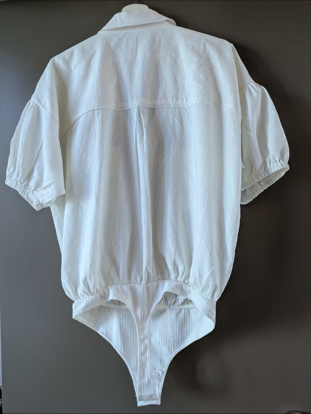 Free People So-Fari Linen Short-sleeve Bodysuit White Summer Top M NWOT - Picture 5 of 7